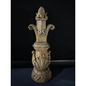 Antique-Style Oversized Chess Piece Fleur-De-Lis Design Decorative Accent